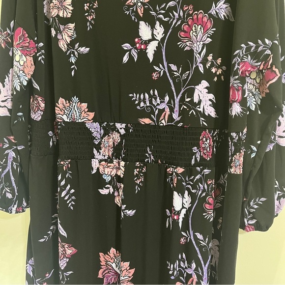 LulaRoe Women Evelyn Maxi Dress Bracelet-length Sleeves Black Purple Floral 2XL - Picture 3 of 13